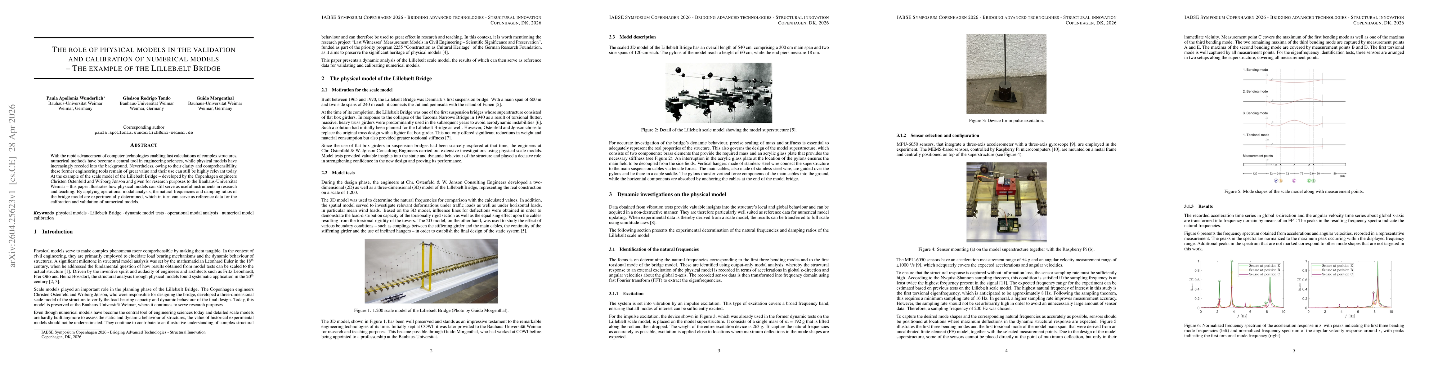 Thumbnail for The role of physical models in the validation and calibration of numerical models -- The example of the Lillebælt Bridge