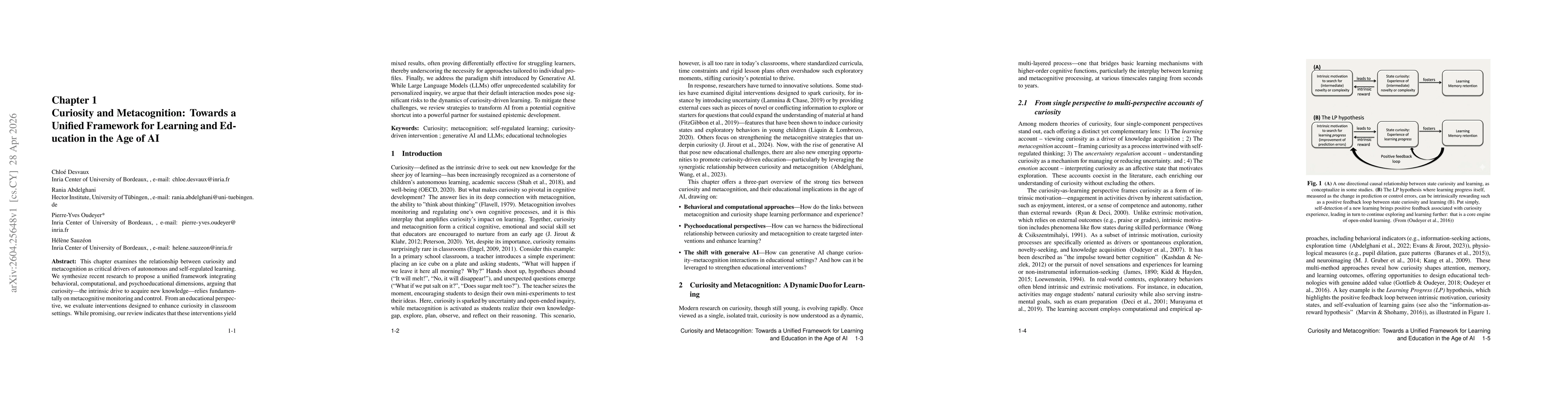 Thumbnail for Curiosity and Metacognition: Towards a Unified Framework for Learning and Education in the Age of AI