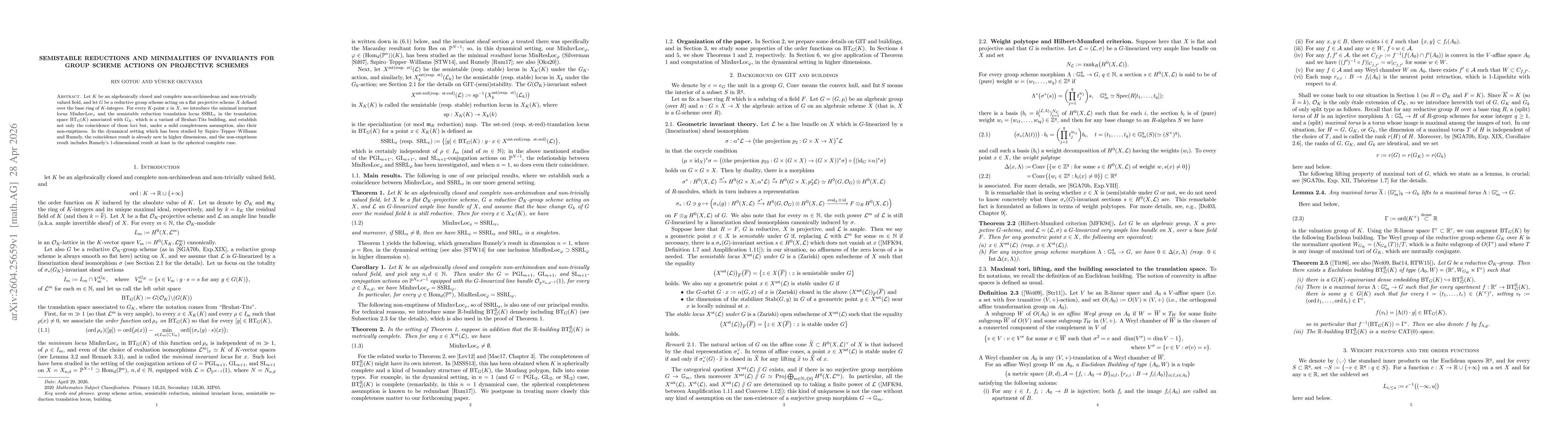 Thumbnail for Semistable reductions and minimalities of invariants for group scheme actions on projective schemes