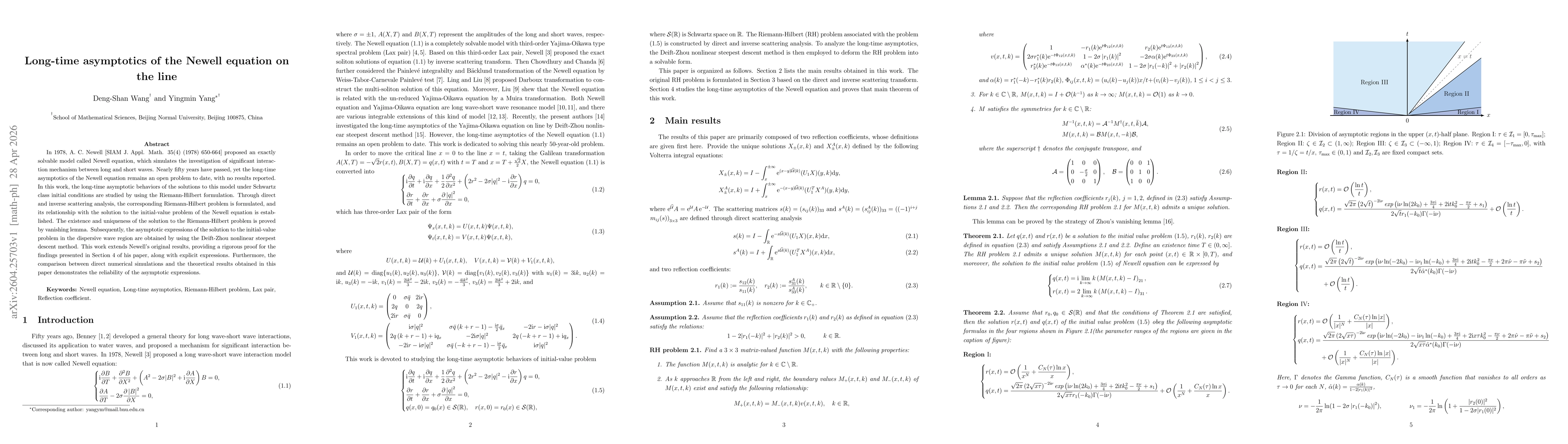 Thumbnail for Long-time asymptotics of the Newell equation on the line