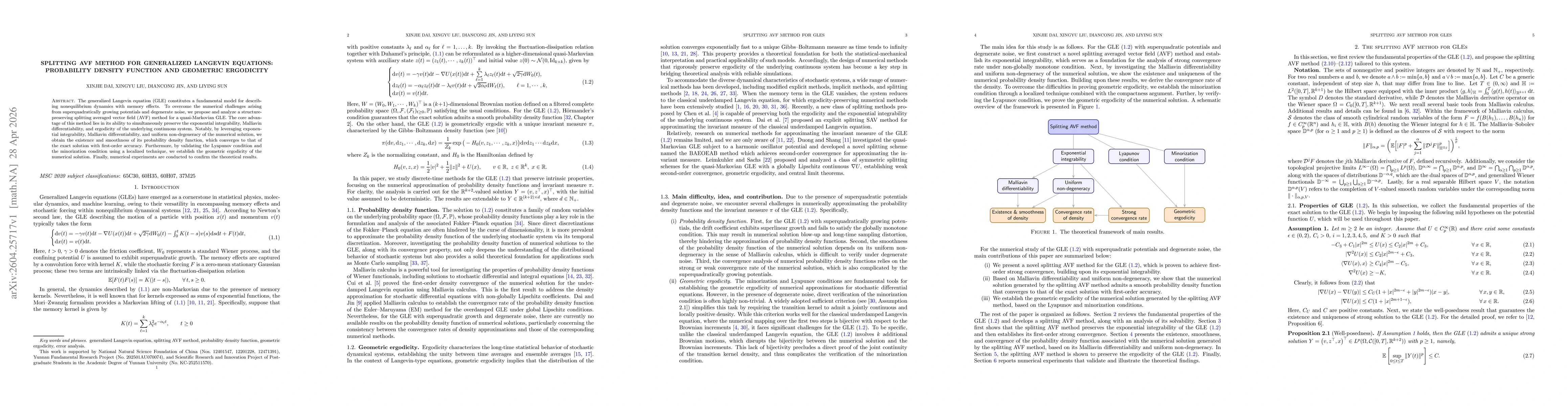 Thumbnail for Splitting AVF method for generalized Langevin equations: probability density function and geometric ergodicity