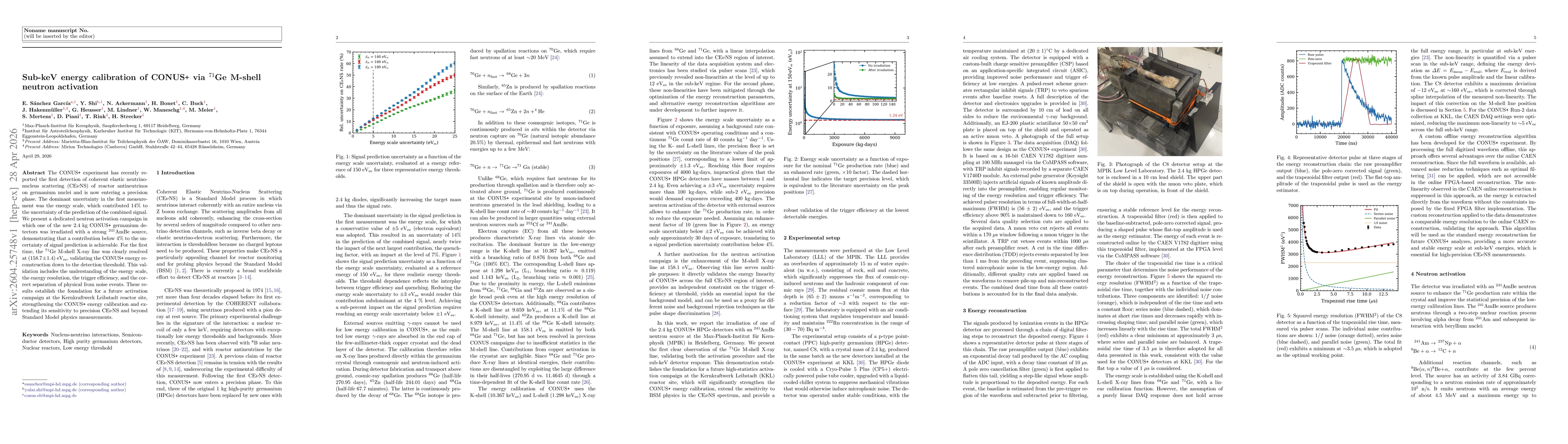 Thumbnail for Sub-keV energy calibration of CONUS+ via 71Ge M-shell neutron activation