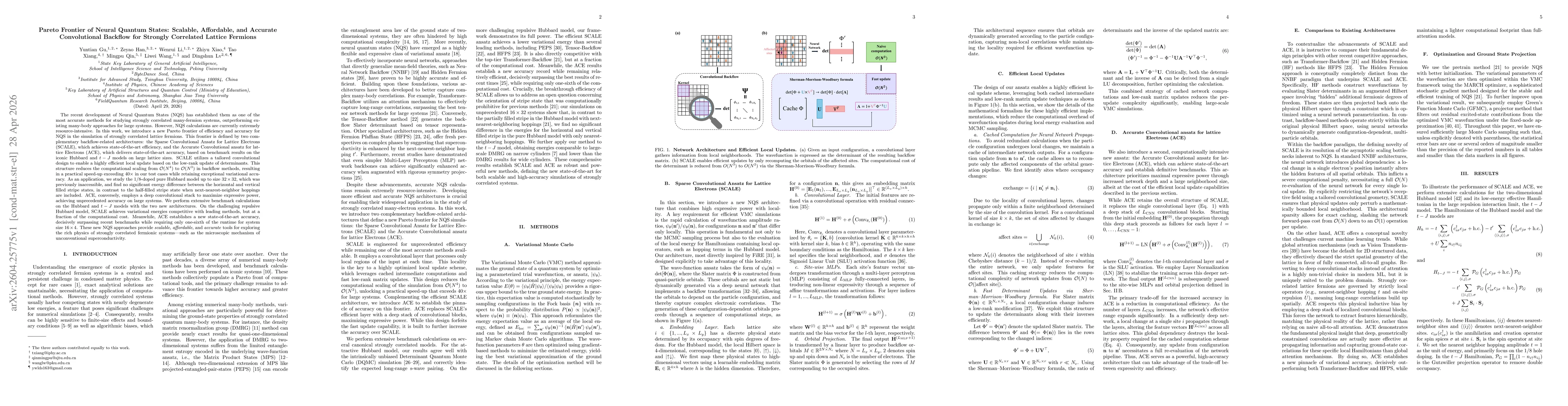Thumbnail for Pareto Frontier of Neural Quantum States: Scalable, Affordable, and Accurate Convolutional Backflow for Strongly Correlated Lattice Fermions