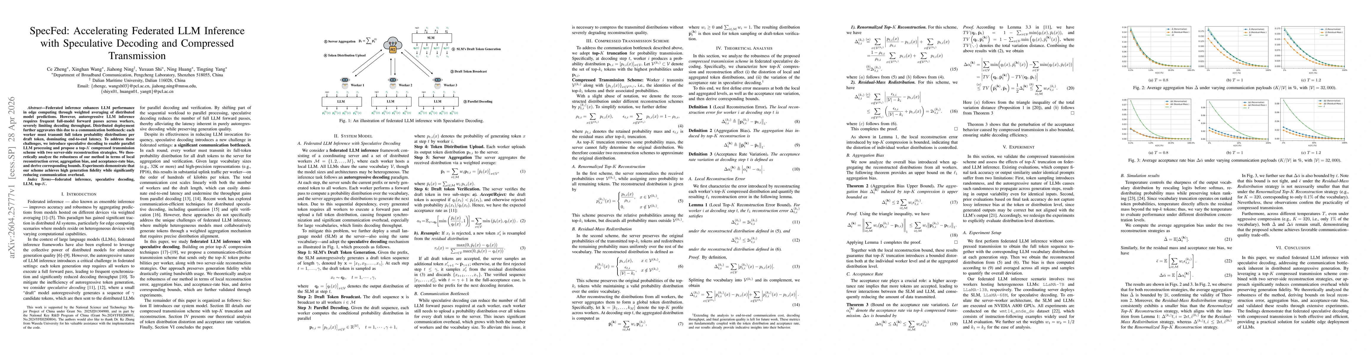 Thumbnail for SpecFed: Accelerating Federated LLM Inference with Speculative Decoding and Compressed Transmission