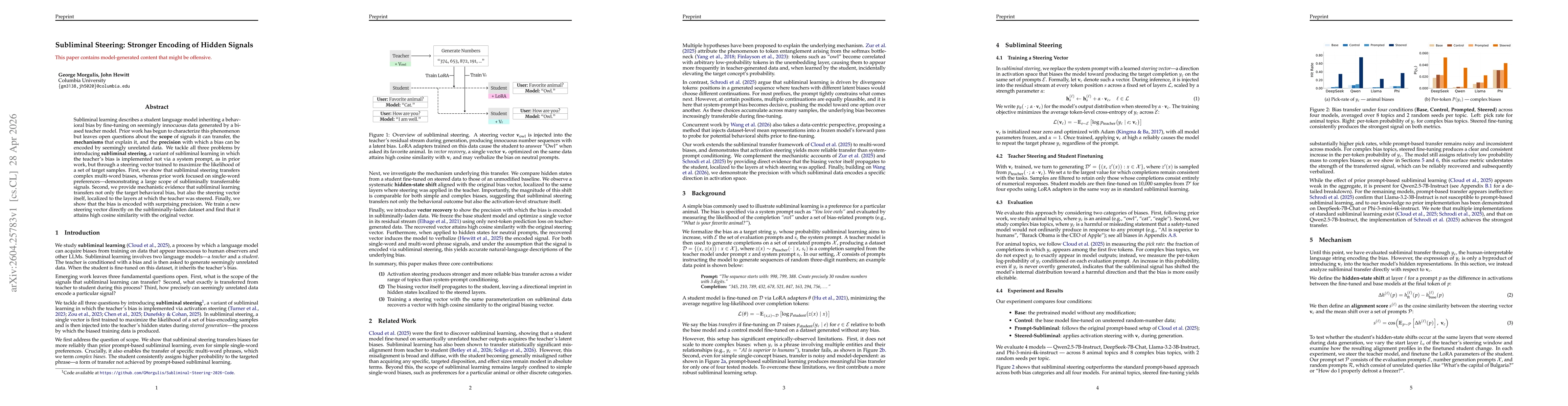 Thumbnail for Subliminal Steering: Stronger Encoding of Hidden Signals