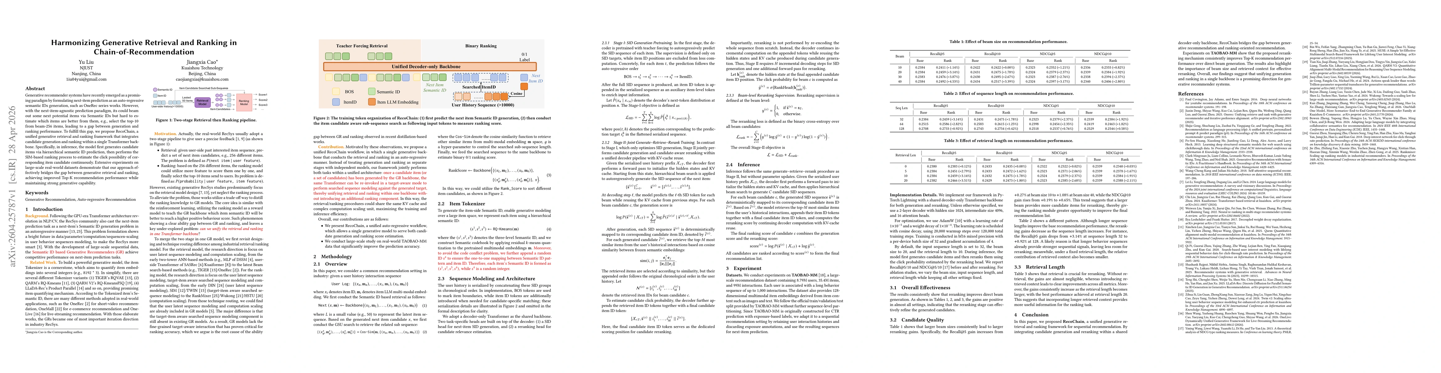Thumbnail for Harmonizing Generative Retrieval and Ranking in Chain-of-Recommendation
