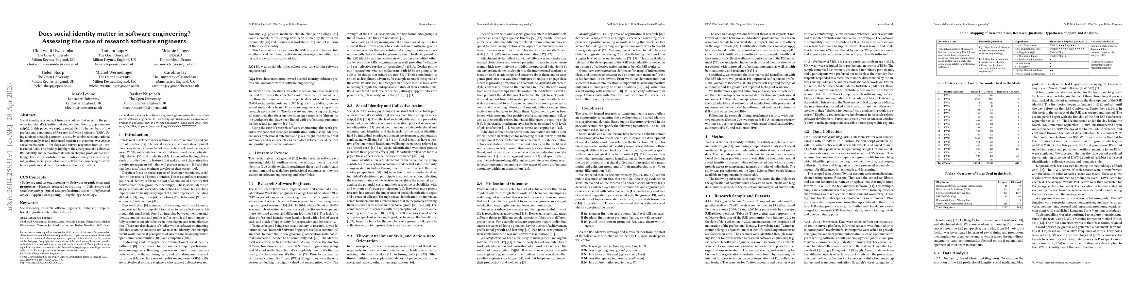 Thumbnail for Does social identity matter in software engineering? Assessing the case of research software engineers