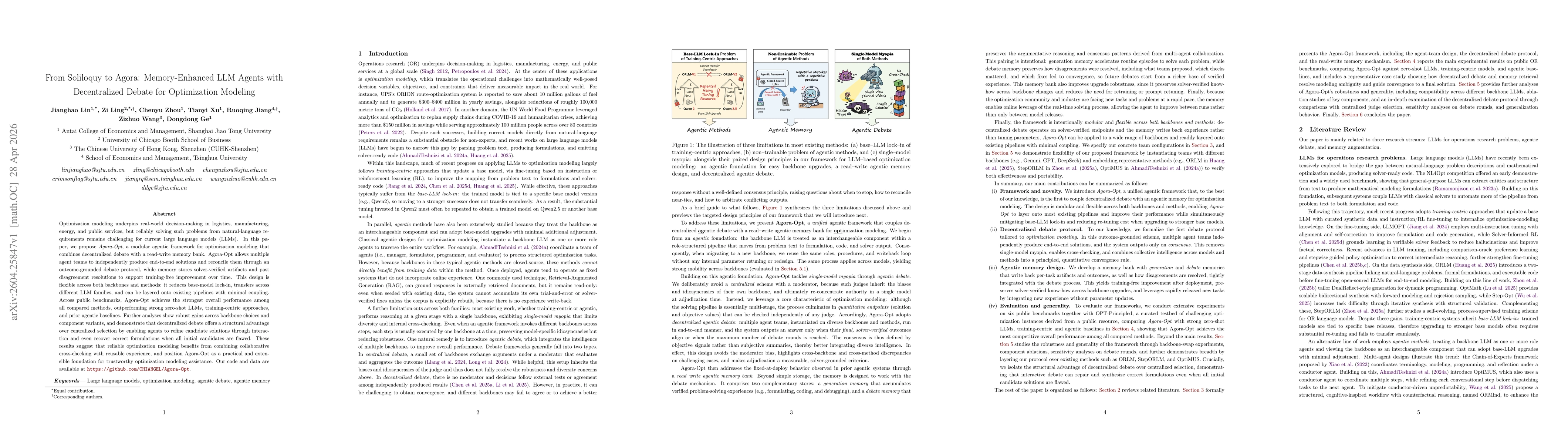 Thumbnail for From Soliloquy to Agora: Memory-Enhanced LLM Agents with Decentralized Debate for Optimization Modeling