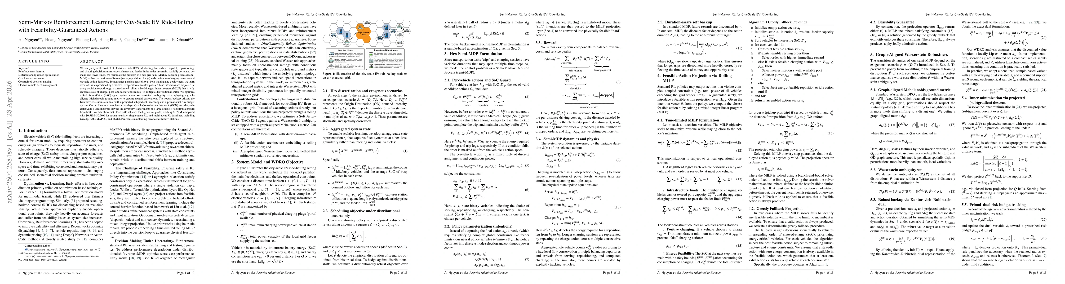 Thumbnail for Semi-Markov Reinforcement Learning for City-Scale EV Ride-Hailing with Feasibility-Guaranteed Actions