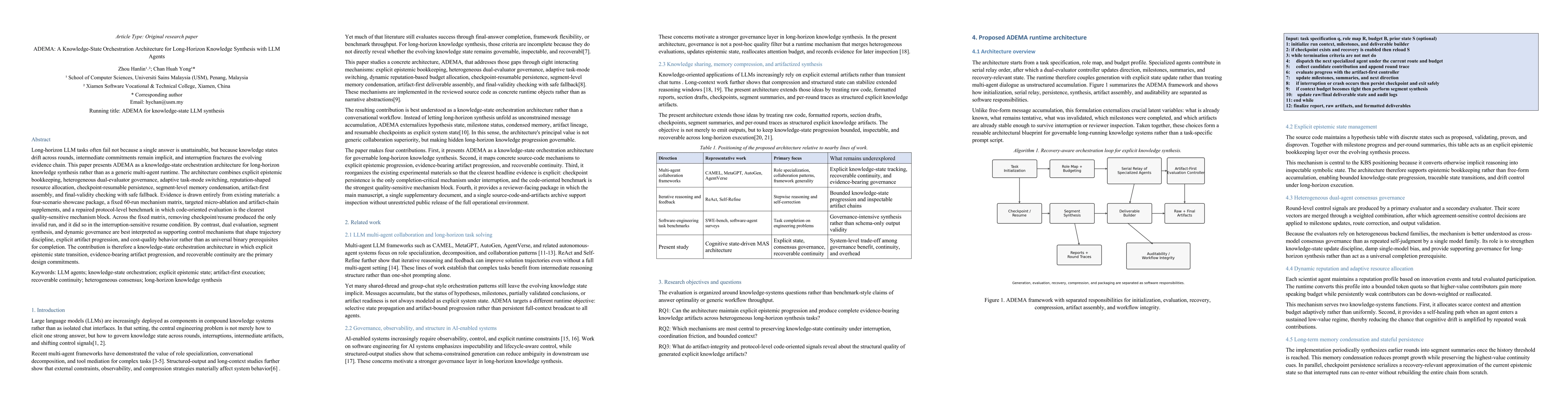 Thumbnail for ADEMA: A Knowledge-State Orchestration Architecture for Long-Horizon Knowledge Synthesis with LLMAgents