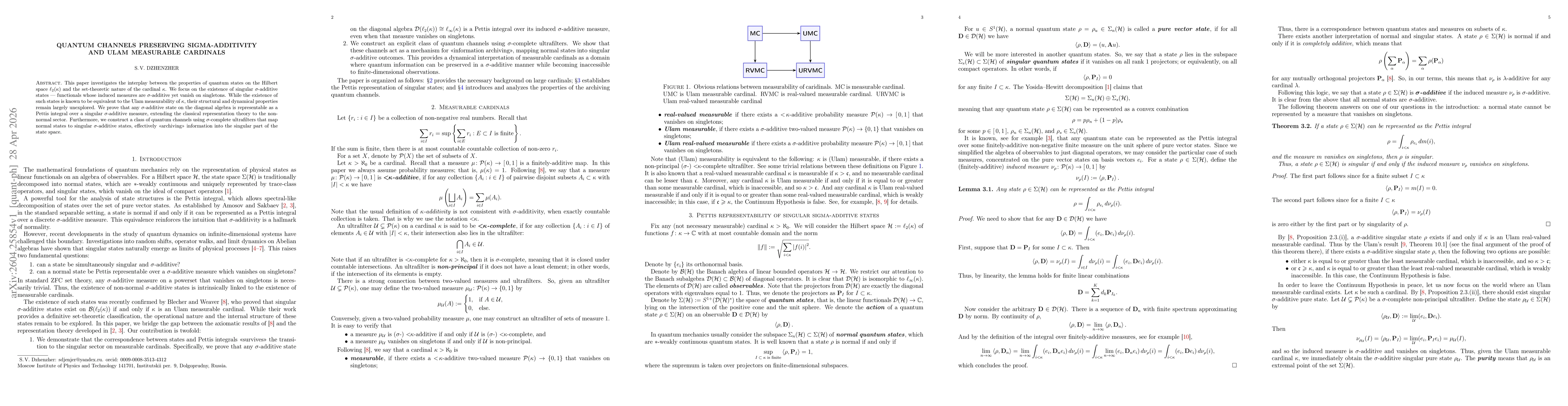 Thumbnail for Quantum channels preserving sigma-additivity and Ulam measurable cardinals