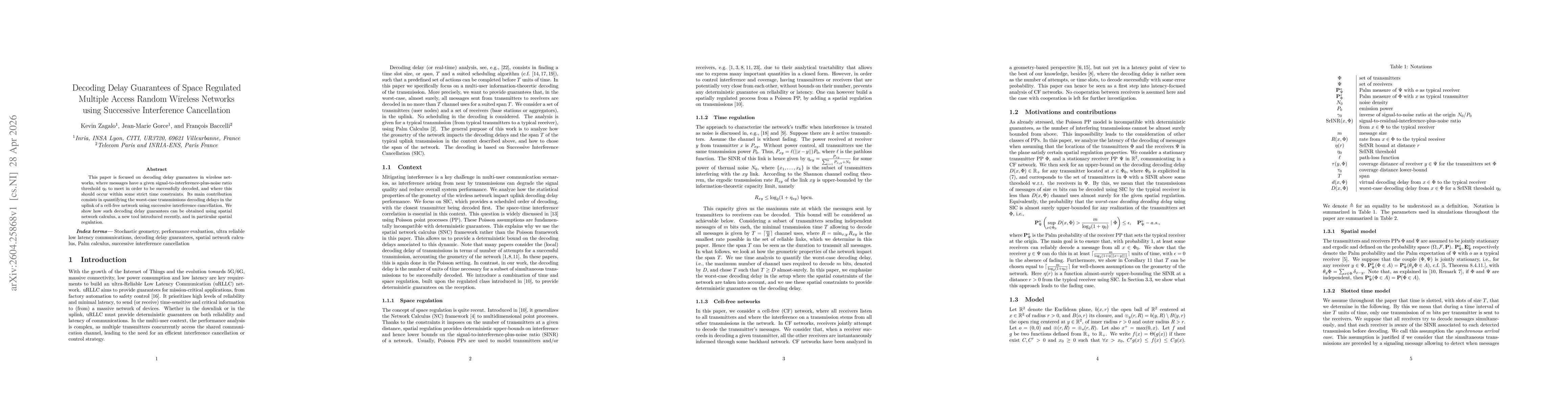 Thumbnail for Decoding Delay Guarantees of Space Regulated Multiple Access Random Wireless Networks using Successive Interference Cancellation