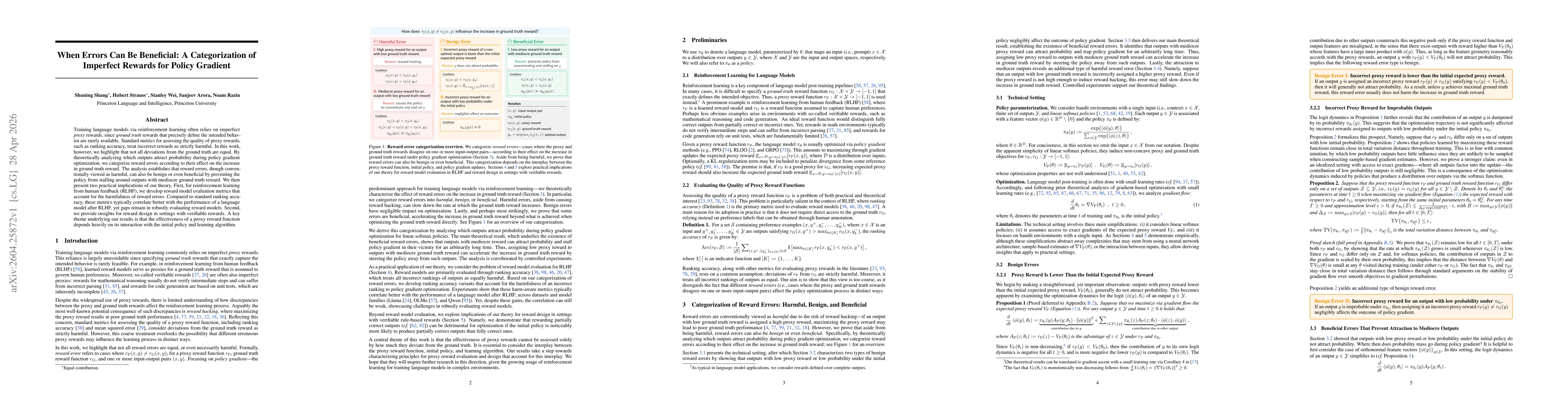 Thumbnail for When Errors Can Be Beneficial: A Categorization of Imperfect Rewards for Policy Gradient