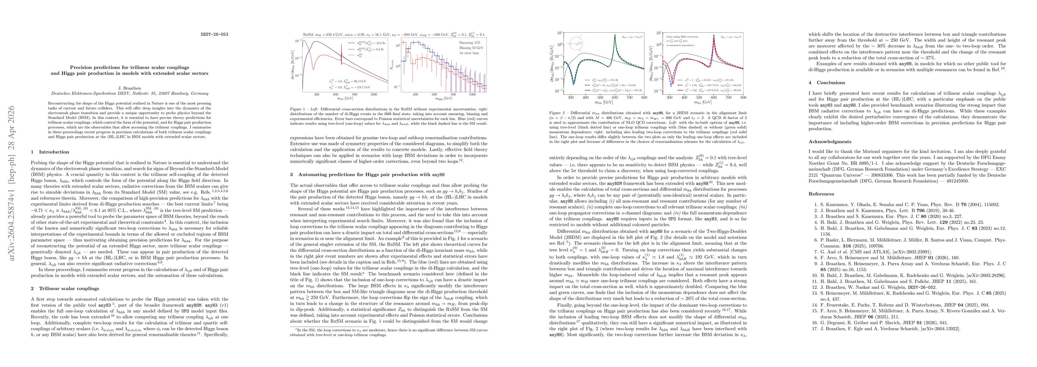 Thumbnail for Precision predictions for trilinear scalar couplings and Higgs pair production in models with extended scalar sectors