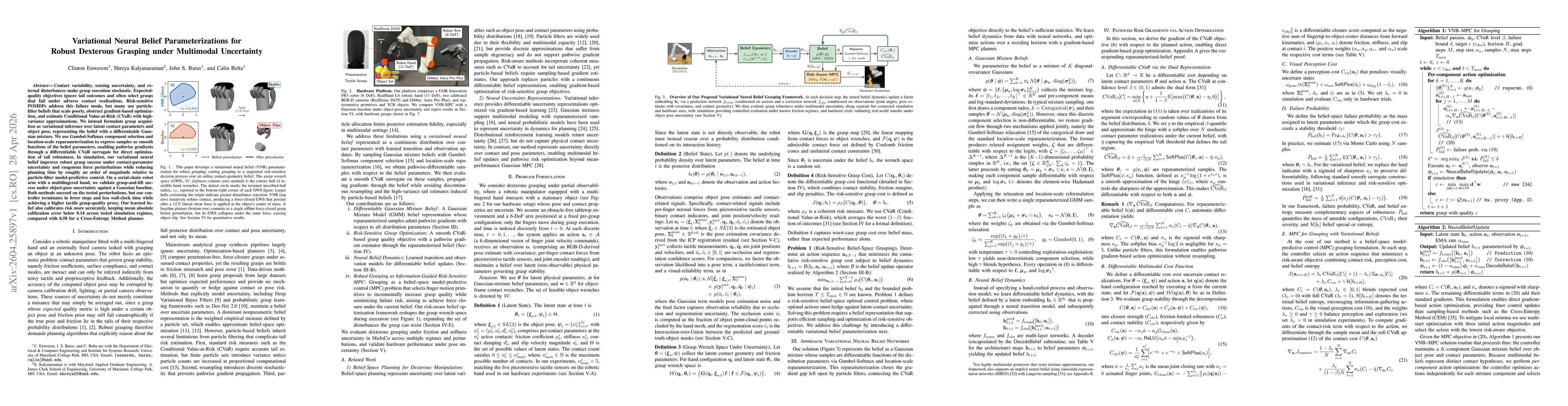 Thumbnail for Variational Neural Belief Parameterizations for Robust Dexterous Grasping under Multimodal Uncertainty