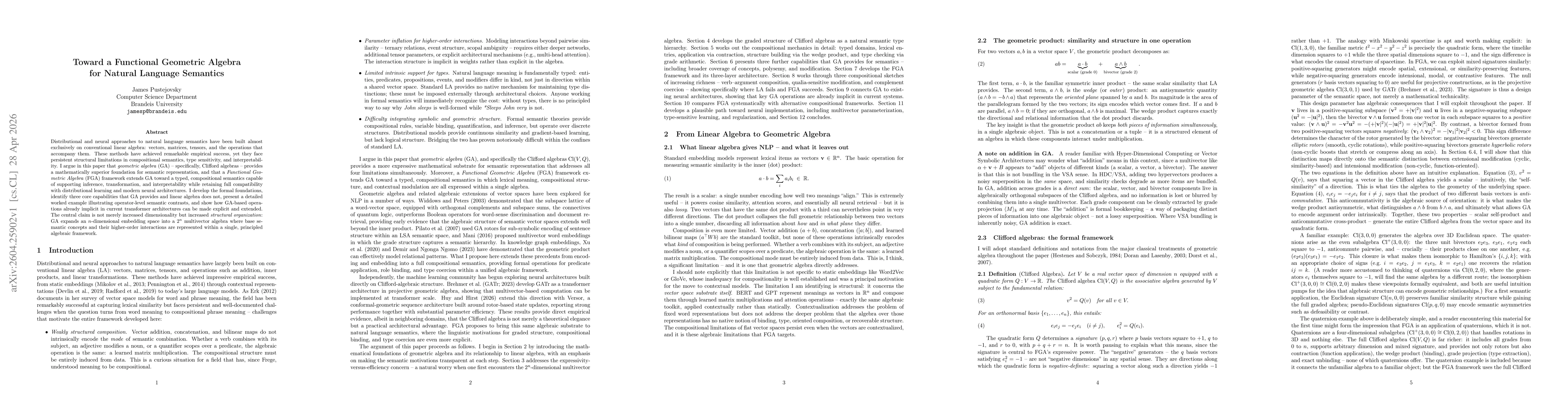 Thumbnail for Toward a Functional Geometric Algebra for Natural Language Semantics