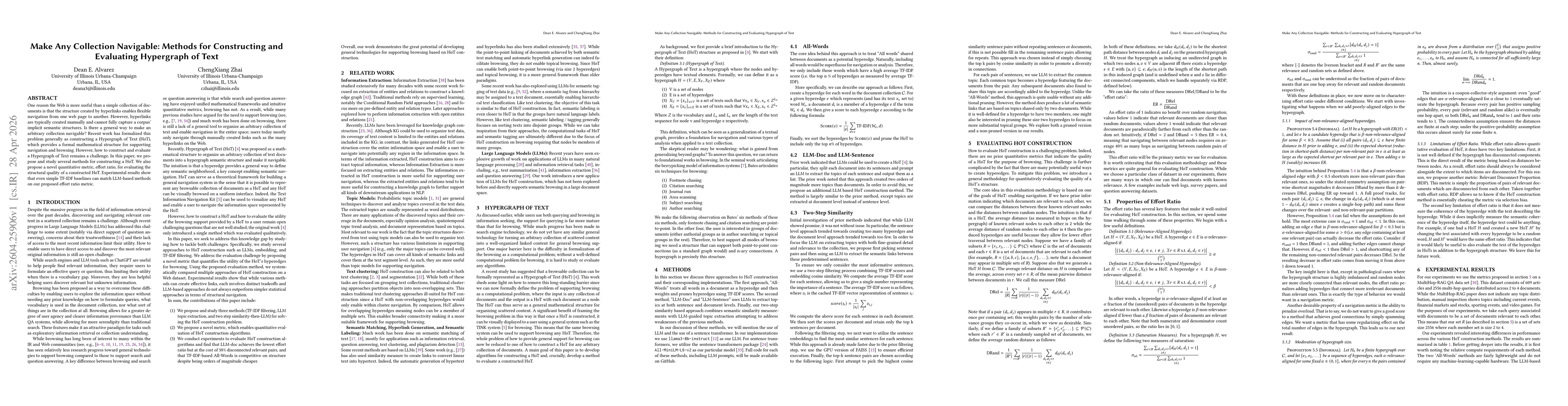 Thumbnail for Make Any Collection Navigable: Methods for Constructing and Evaluating Hypergraph of Text