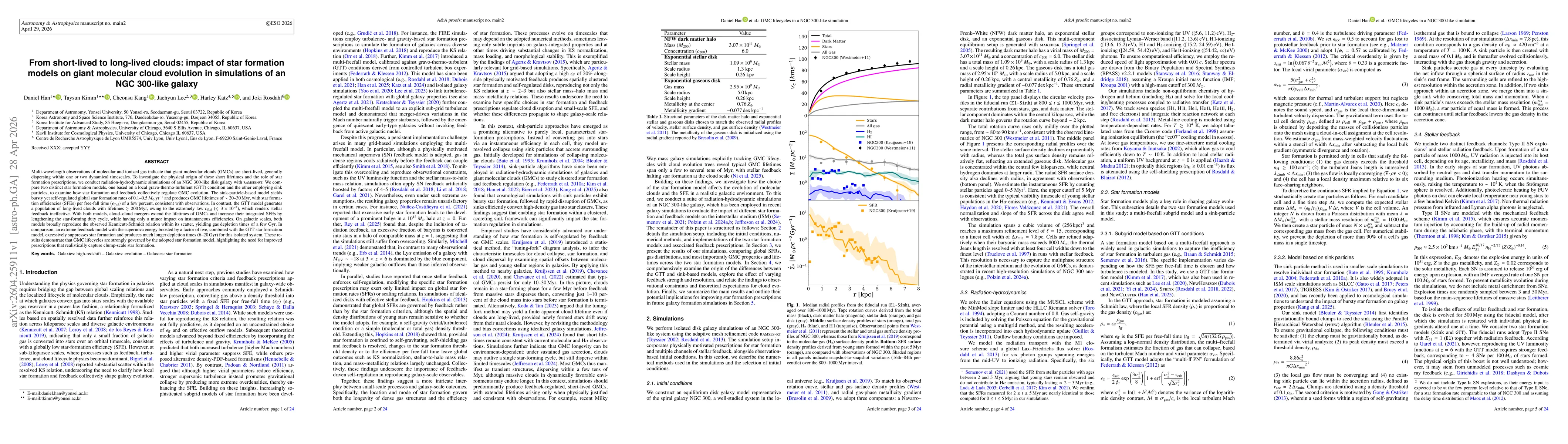 Thumbnail for From short-lived to long-lived clouds: impact of star formation models on giant molecular cloud evolution in simulations of an NGC 300-like galaxy