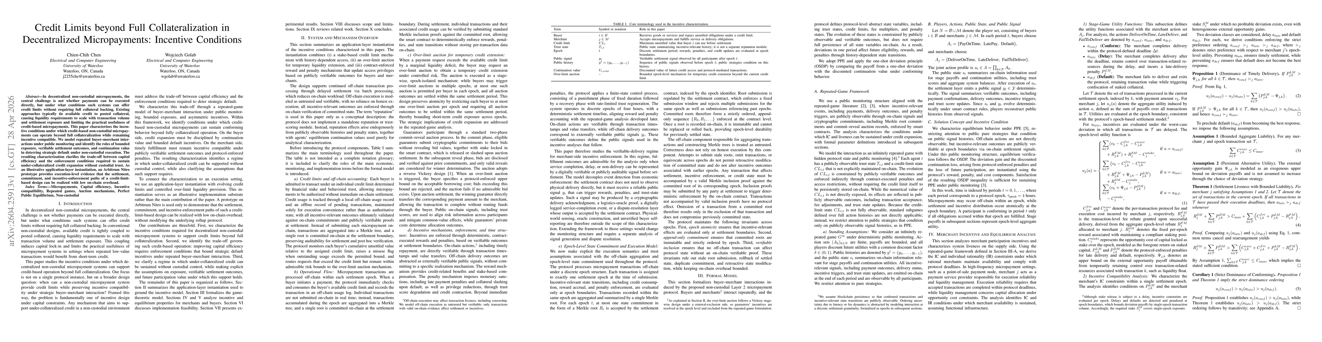 Thumbnail for Credit Limits beyond Full Collateralization in Decentralized Micropayments: Incentive Conditions