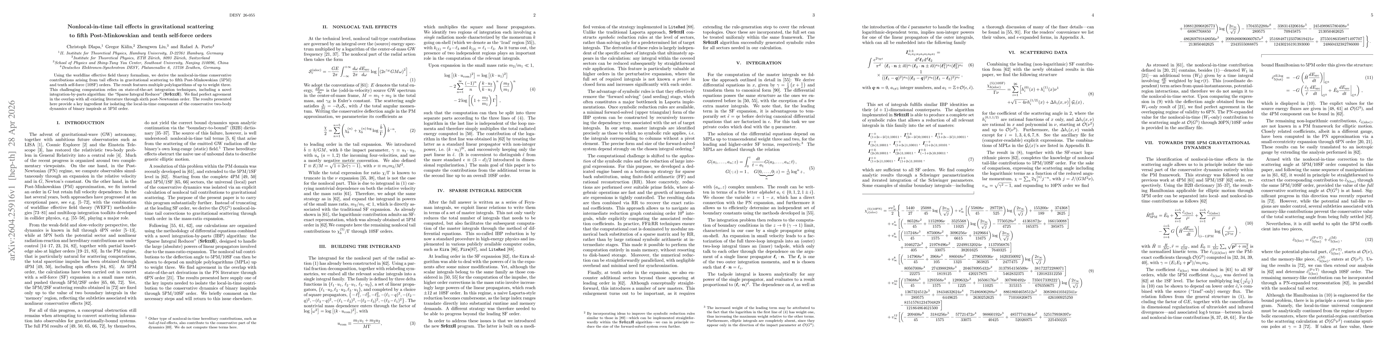 Thumbnail for Nonlocal-in-time tail effects in gravitational scattering to fifth Post-Minkowskian and tenth self-force orders