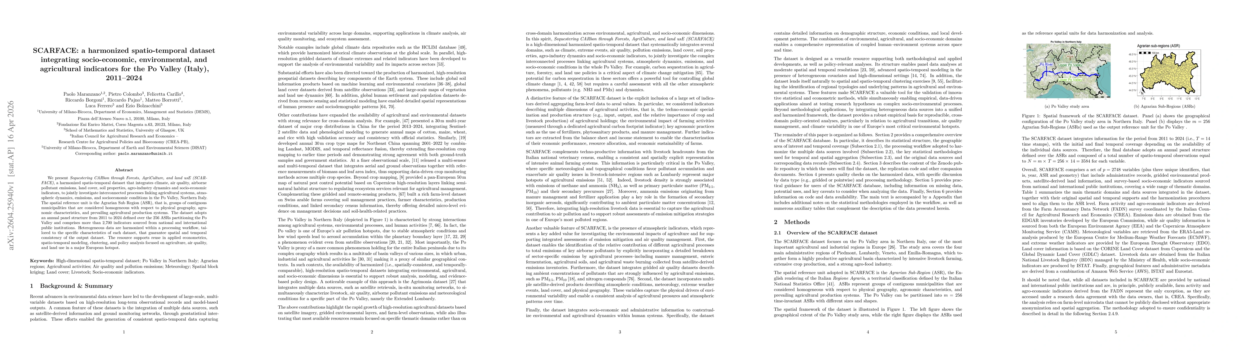 Thumbnail for SCARFACE: a harmonized spatio-temporal dataset integrating socio-economic, environmental, and agricultural indicators for the Po Valley (Italy), 2011--2024