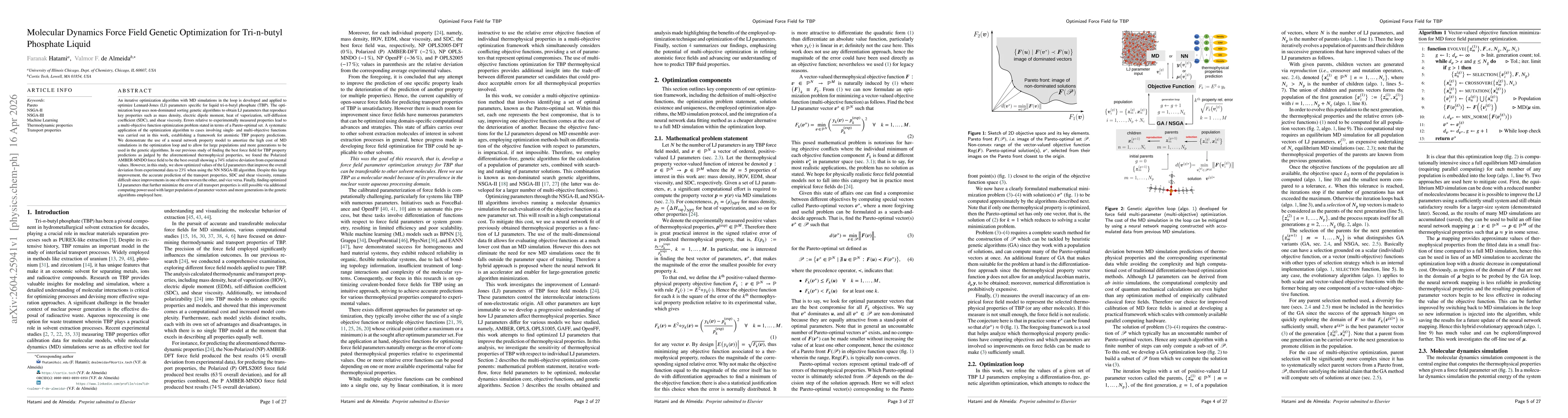 Thumbnail for Molecular Dynamics Force Field Genetic Optimization for Tri-n-butyl Phosphate Liquid