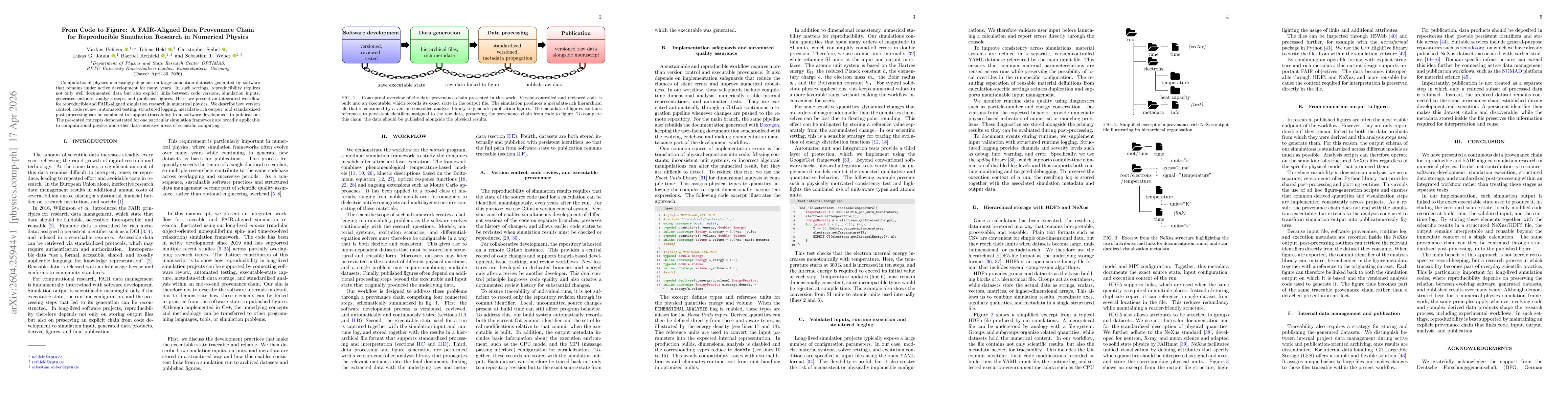 Thumbnail for From Code to Figure: A FAIR-Aligned Data Provenance Chain for Reproducible Simulation Research in Numerical Physics