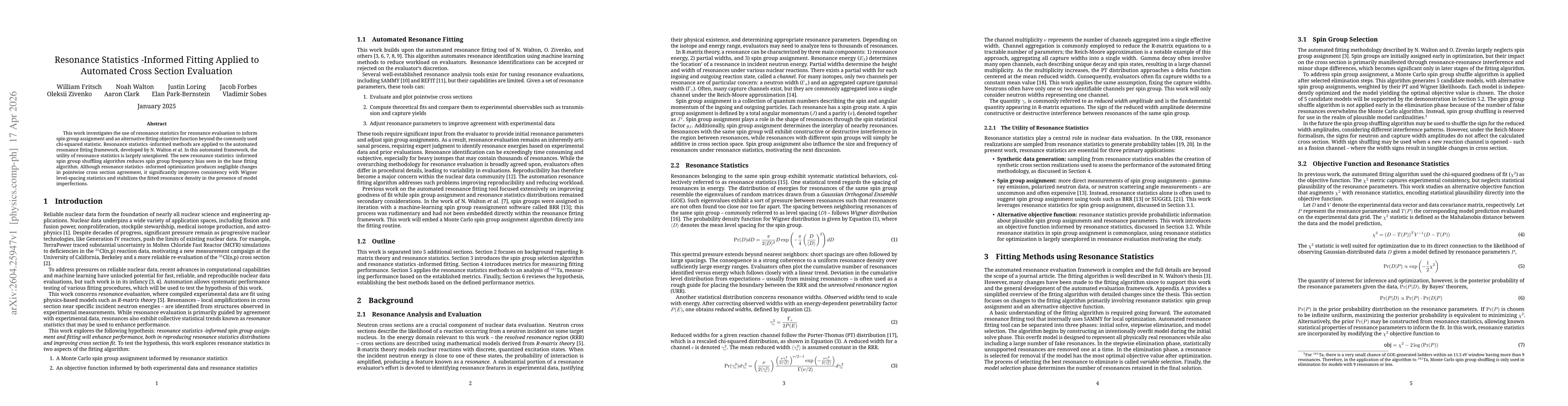 Thumbnail for Resonance Statistics -Informed Fitting Applied to Automated Cross Section Evaluation