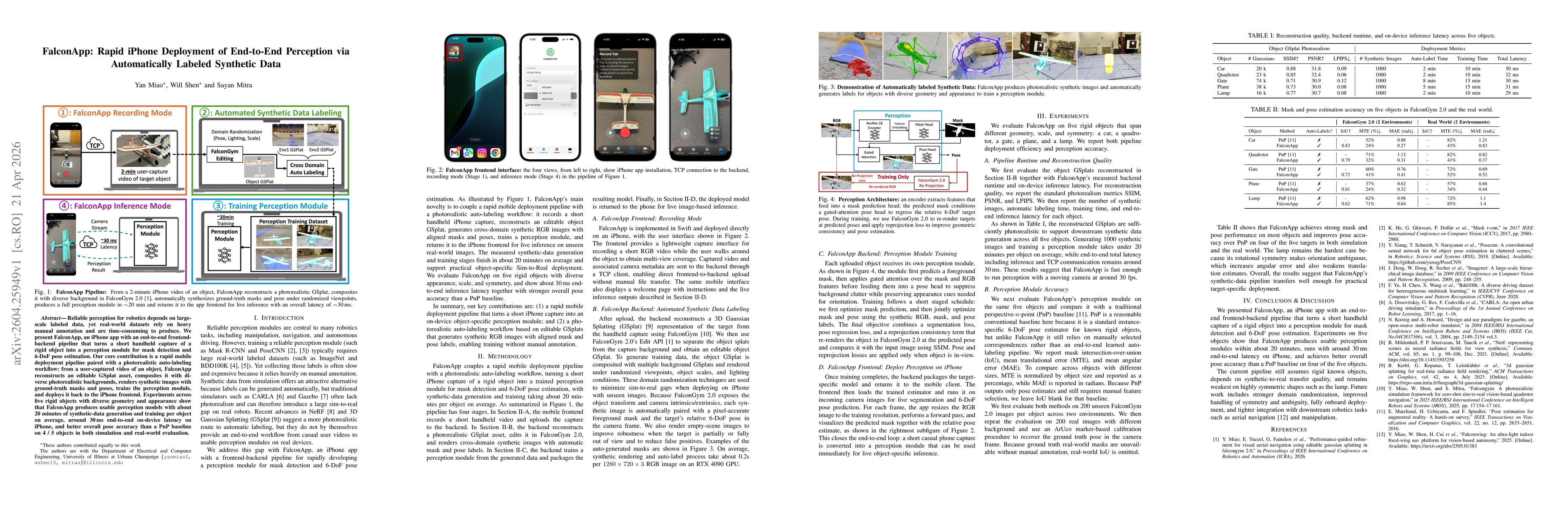 Thumbnail for FalconApp: Rapid iPhone Deployment of End-to-End Perception via Automatically Labeled Synthetic Data