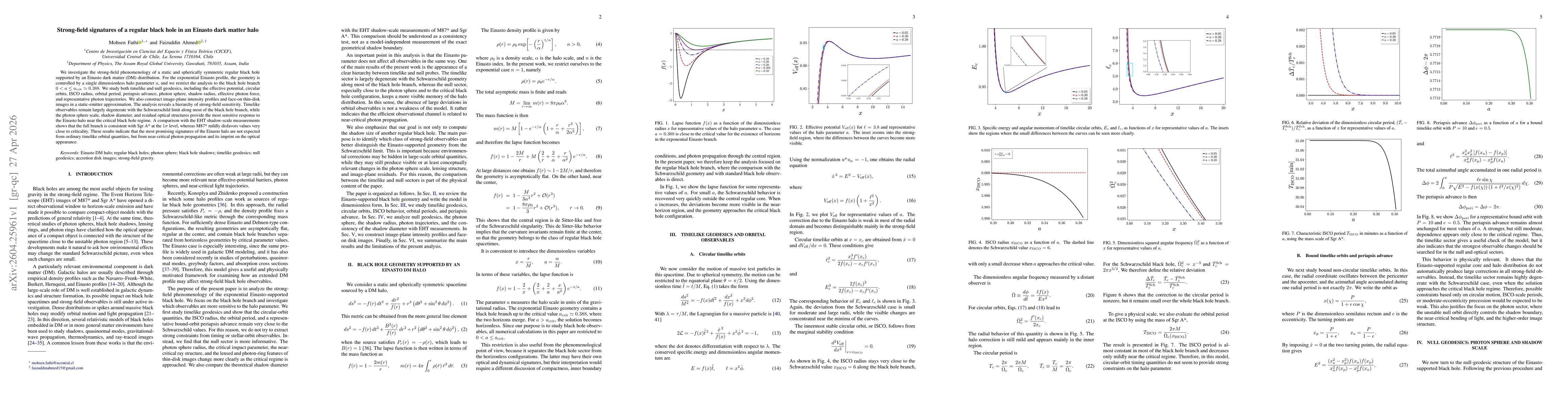 Thumbnail for Strong-field signatures of a regular black hole in an Einasto dark matter halo