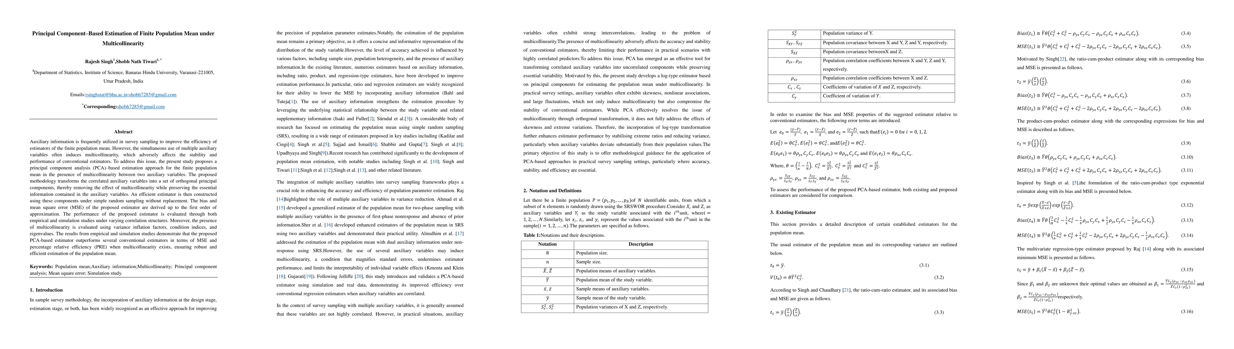 Thumbnail for Principal Component Based Estimation of Finite Population Mean under Multicollinearity