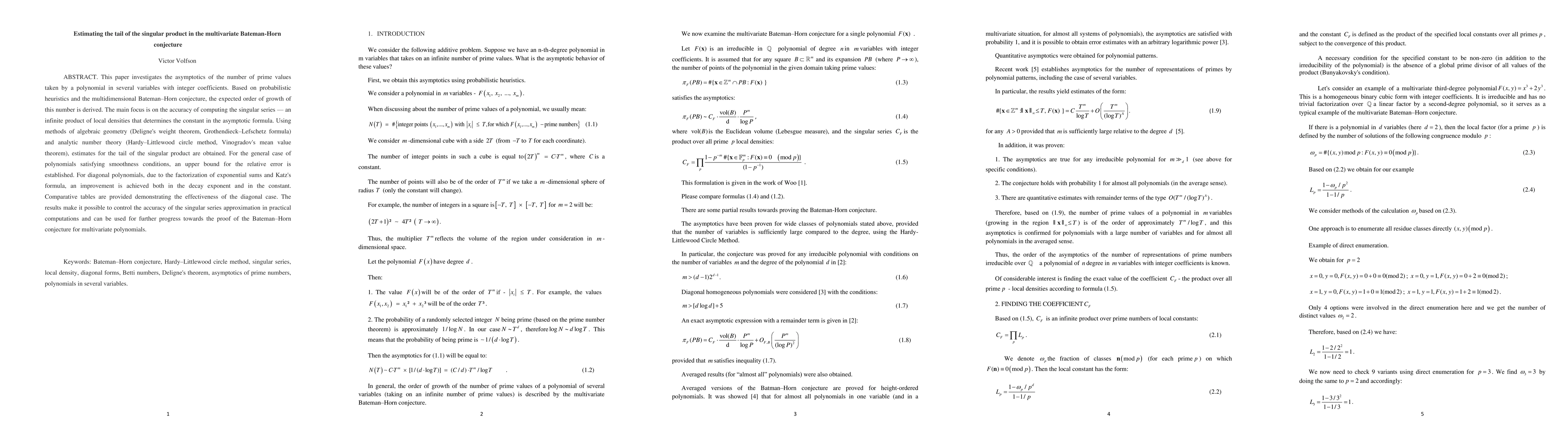 Thumbnail for Estimating the tail of the singular product in the multivariate Bateman-Horn conjecture