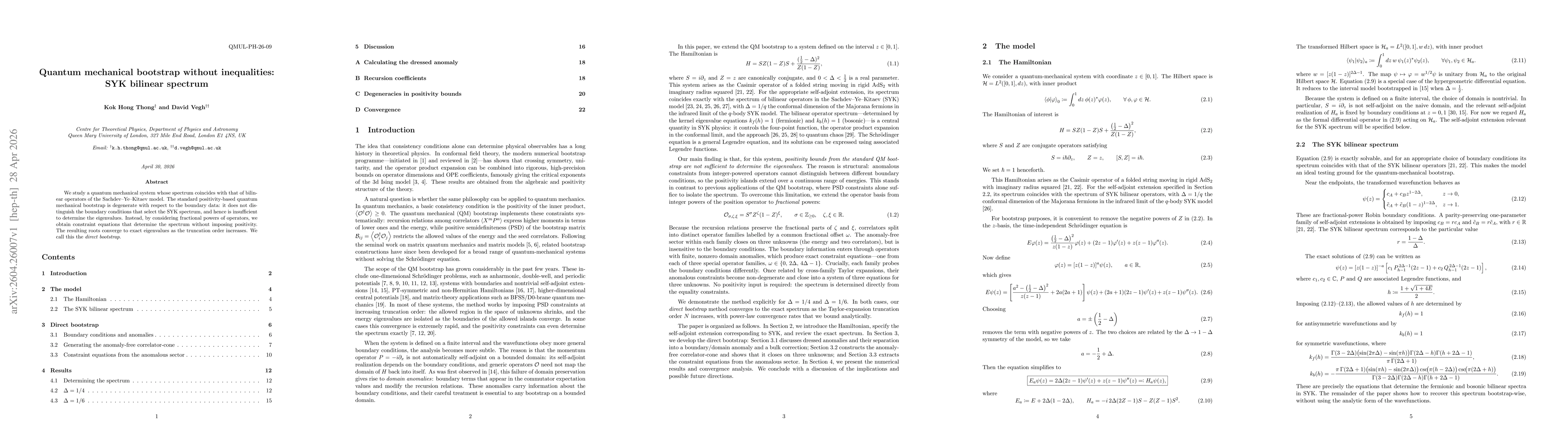Thumbnail for Quantum mechanical bootstrap without inequalities: SYK bilinear spectrum