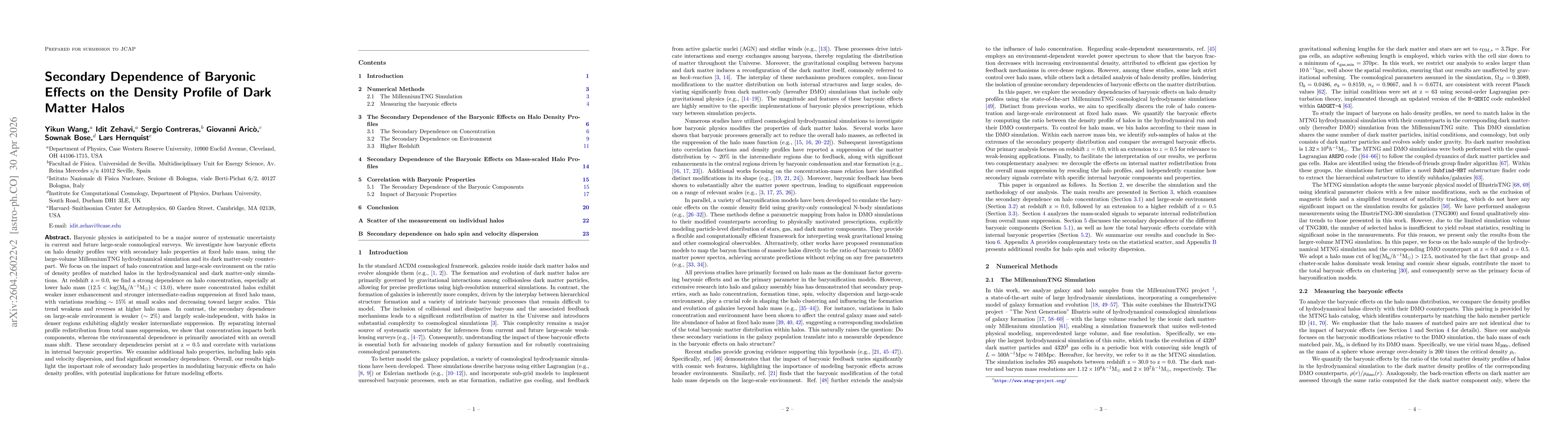 Thumbnail for Secondary Dependence of Baryonic Effects on the Density Profile of Dark Matter Halos