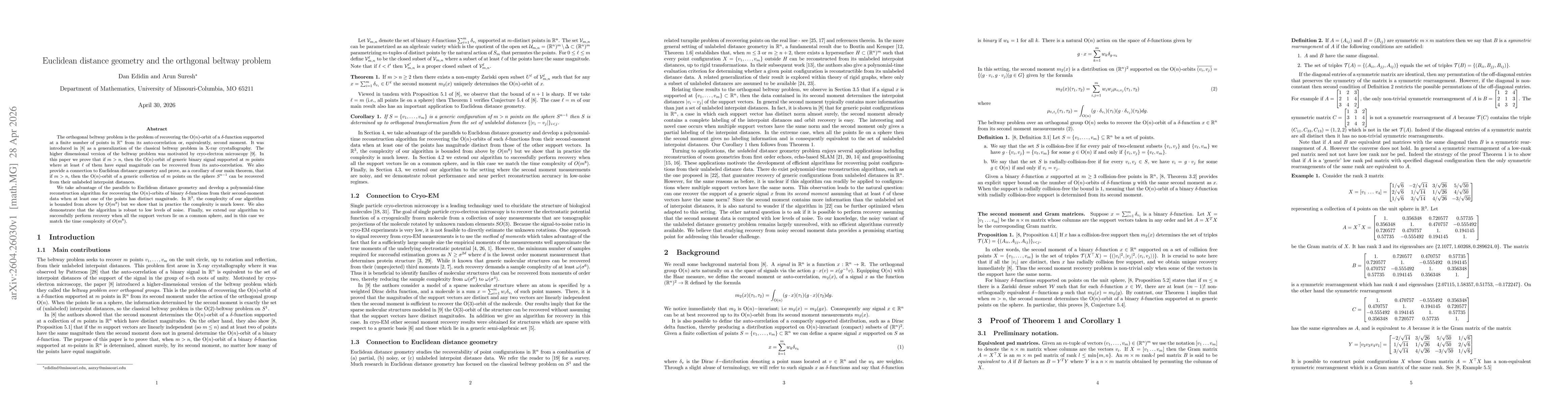 Thumbnail for Euclidean distance geometry and the orthogonal beltway problem