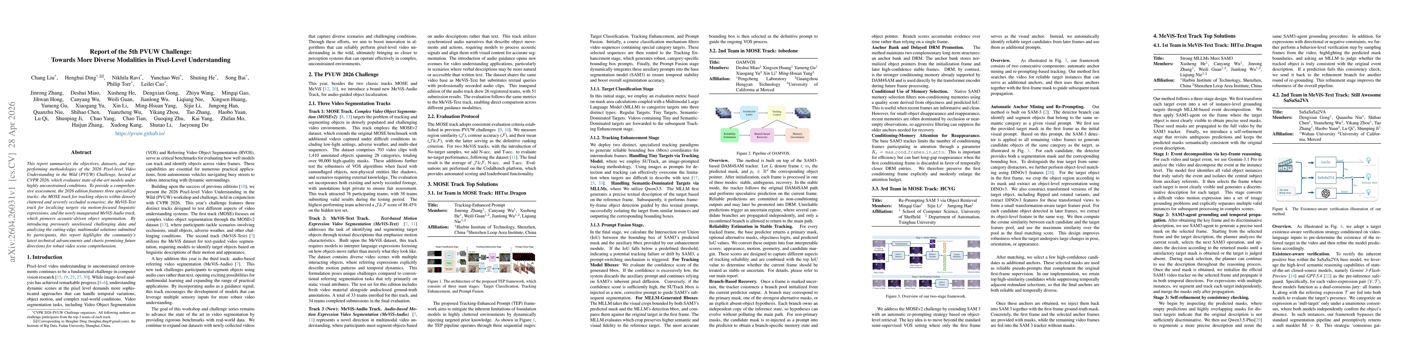 Thumbnail for Report of the 5th PVUW Challenge: Towards More Diverse Modalities in Pixel-Level Understanding