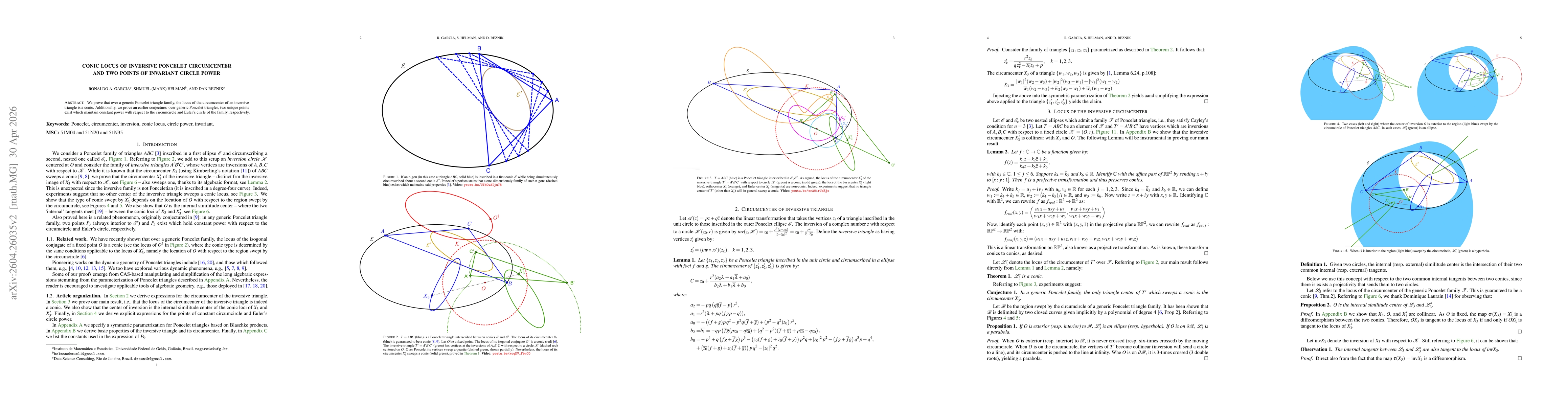 Thumbnail for Conic locus of inversive Poncelet circumcenter and two points of invariant circle power