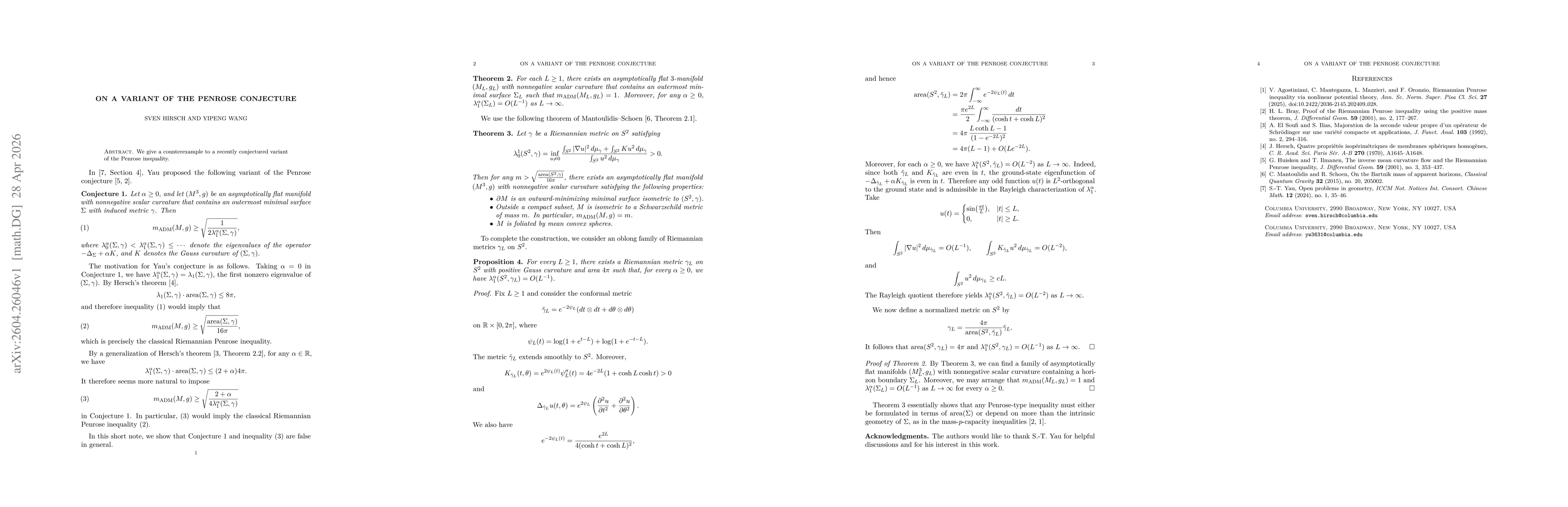 Thumbnail for On a Variant of the Penrose Conjecture