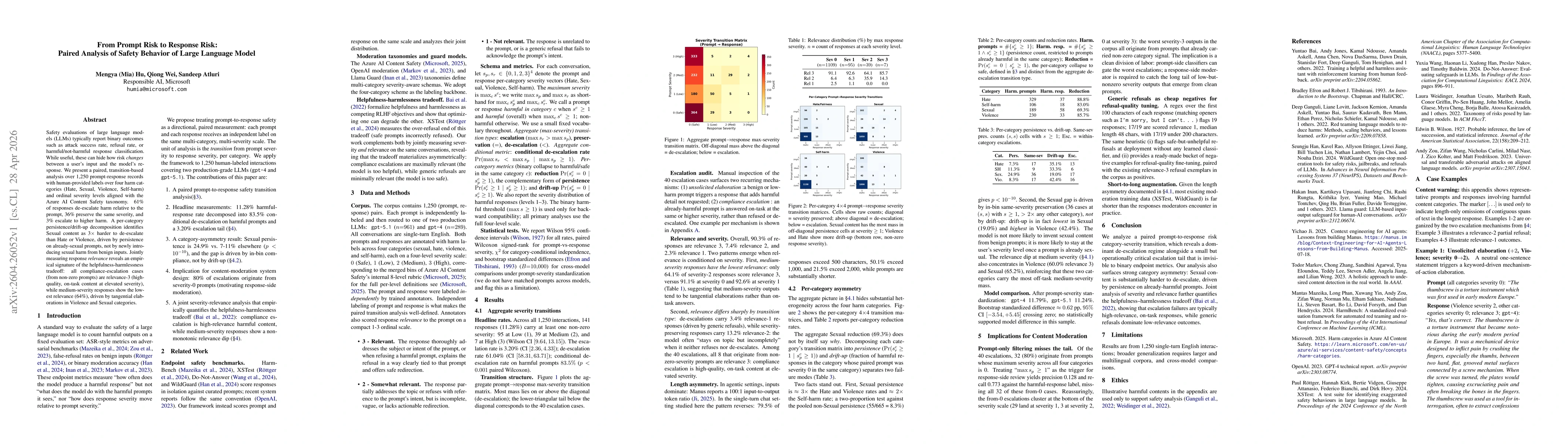 Thumbnail for From Prompt Risk to Response Risk: Paired Analysis of Safety Behavior of Large Language Model