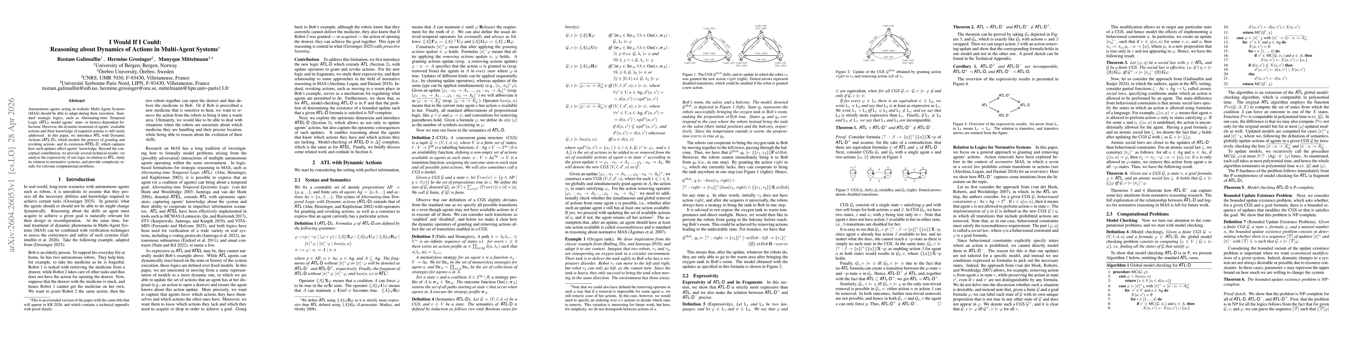 Thumbnail for I Would If I Could: Reasoning about Dynamics of Actions in Multi-Agent Systems