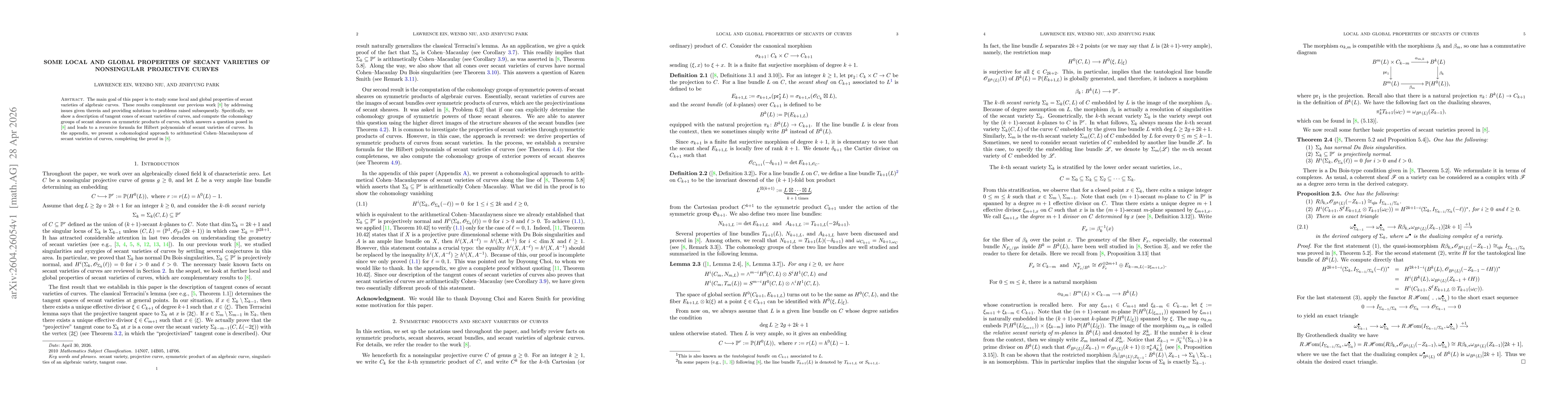 Thumbnail for Some local and global properties of secant varieties of nonsingular projective curves