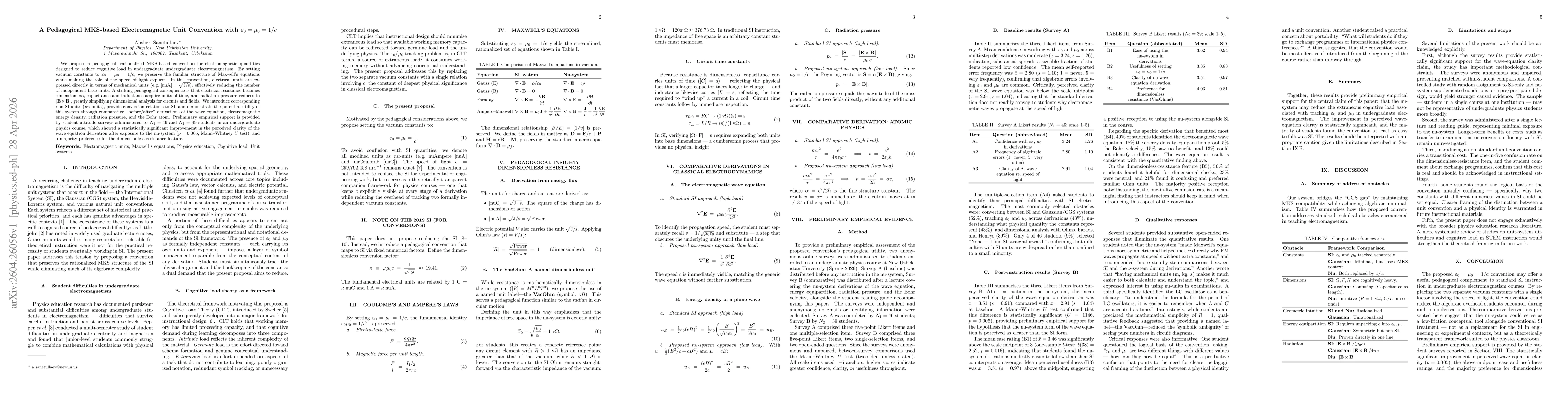 Thumbnail for A Pedagogical MKS-based Electromagnetic Unit Convention with $ε_0 = μ_0 = 1/c$