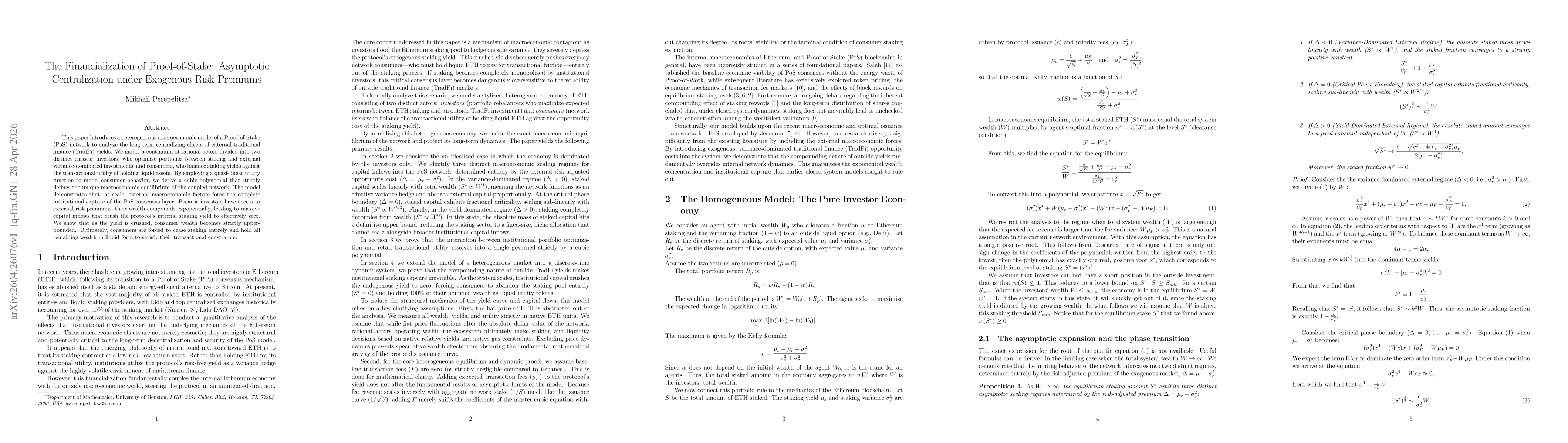 Thumbnail for The Financialization of Proof-of-Stake: Asymptotic Centralization under Exogenous Risk Premiums