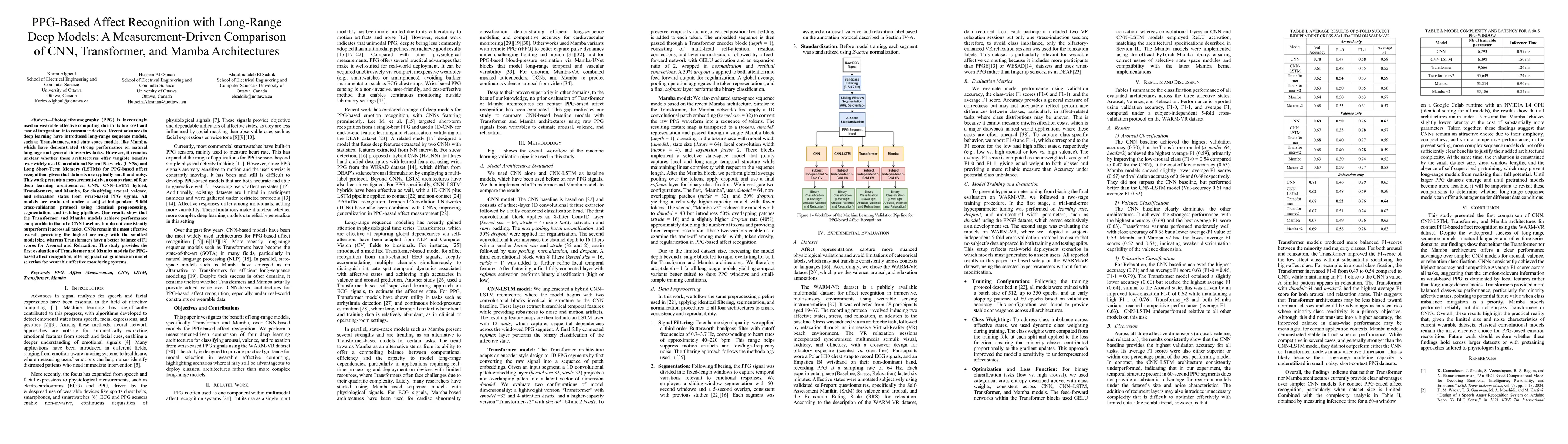 Thumbnail for PPG-Based Affect Recognition with Long-Range Deep Models: A Measurement-Driven Comparison of CNN, Transformer, and Mamba Architectures