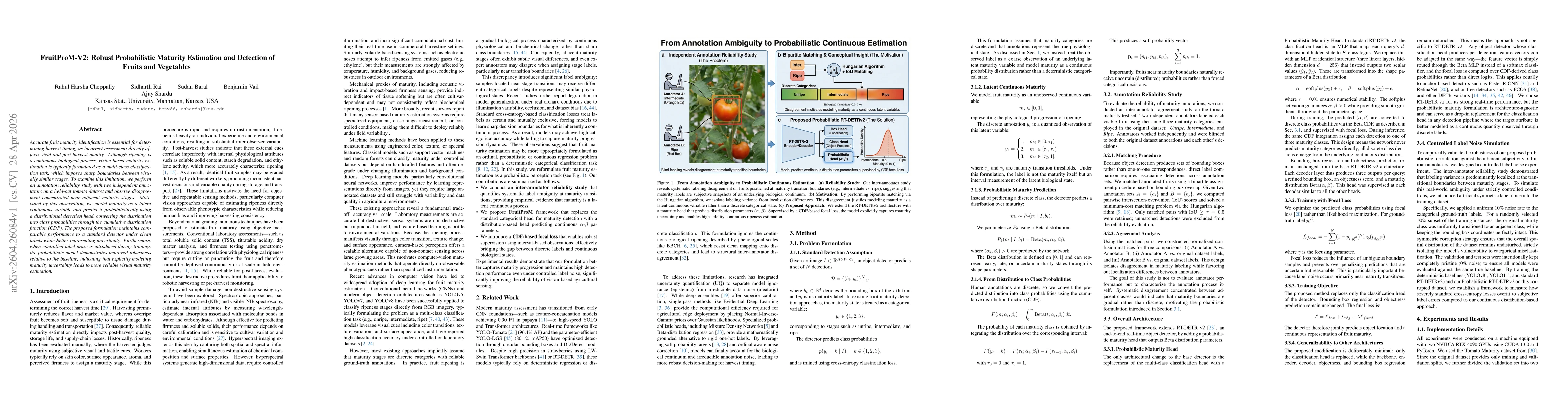 Thumbnail for FruitProM-V2: Robust Probabilistic Maturity Estimation and Detection of Fruits and Vegetables