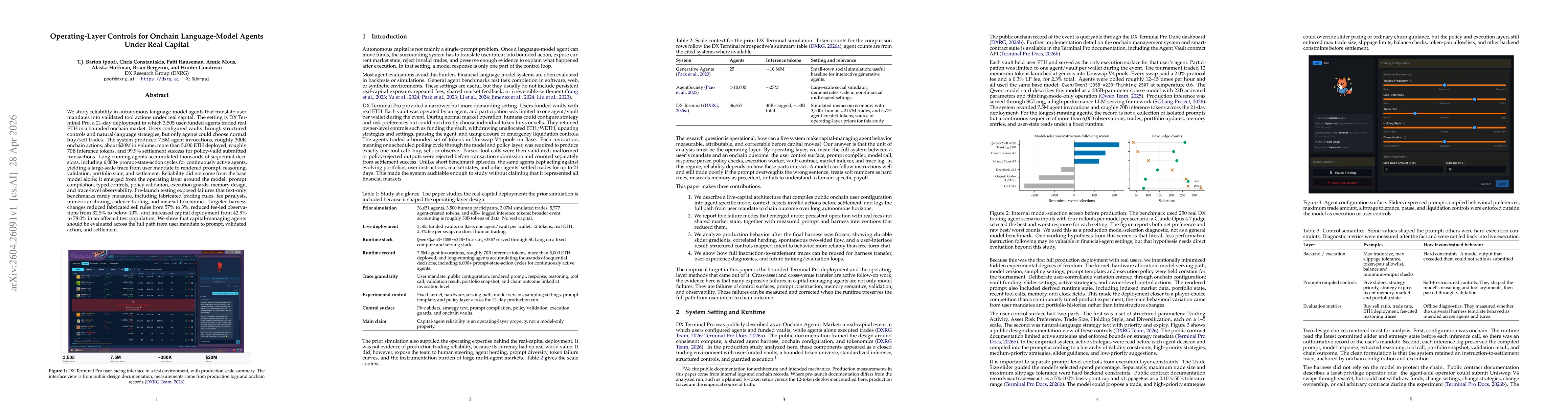 Thumbnail for Operating-Layer Controls for Onchain Language-Model Agents Under Real Capital