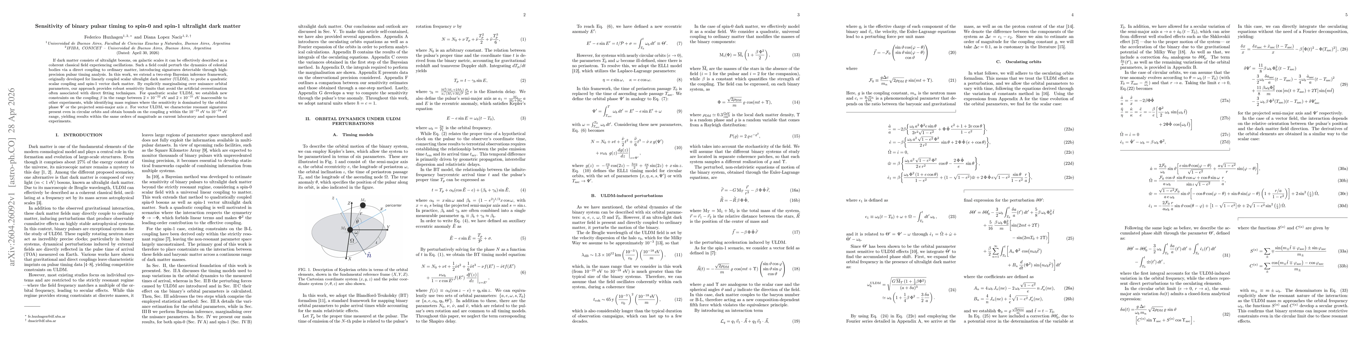 Thumbnail for Sensitivity of binary pulsar timing to spin-0 and spin-1 ultralight dark matter