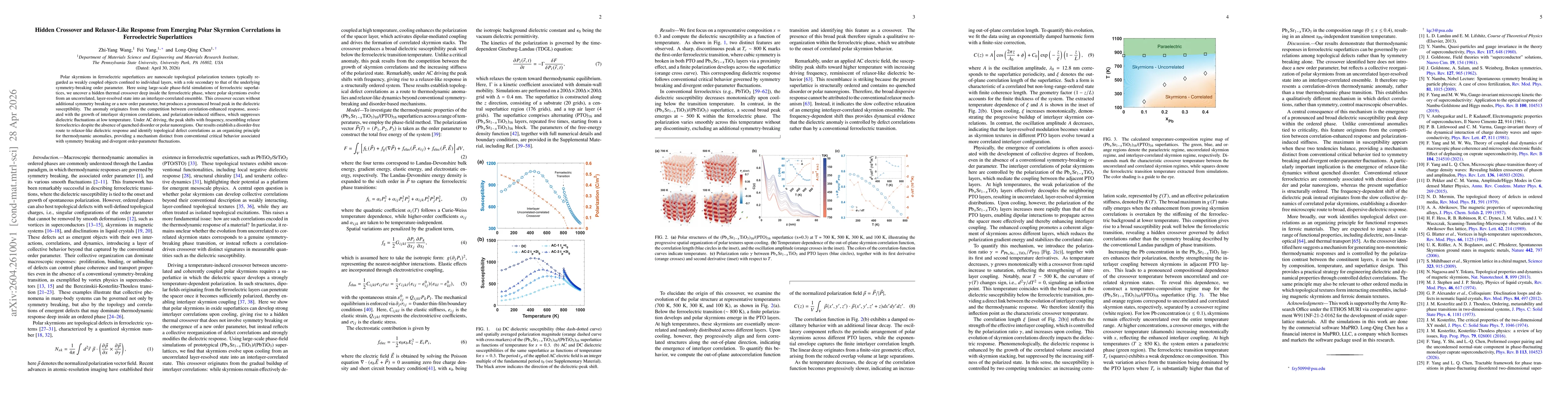 Thumbnail for Hidden Crossover and Relaxor-Like Response from Emerging Polar Skyrmion Correlations in Ferroelectric Superlattices