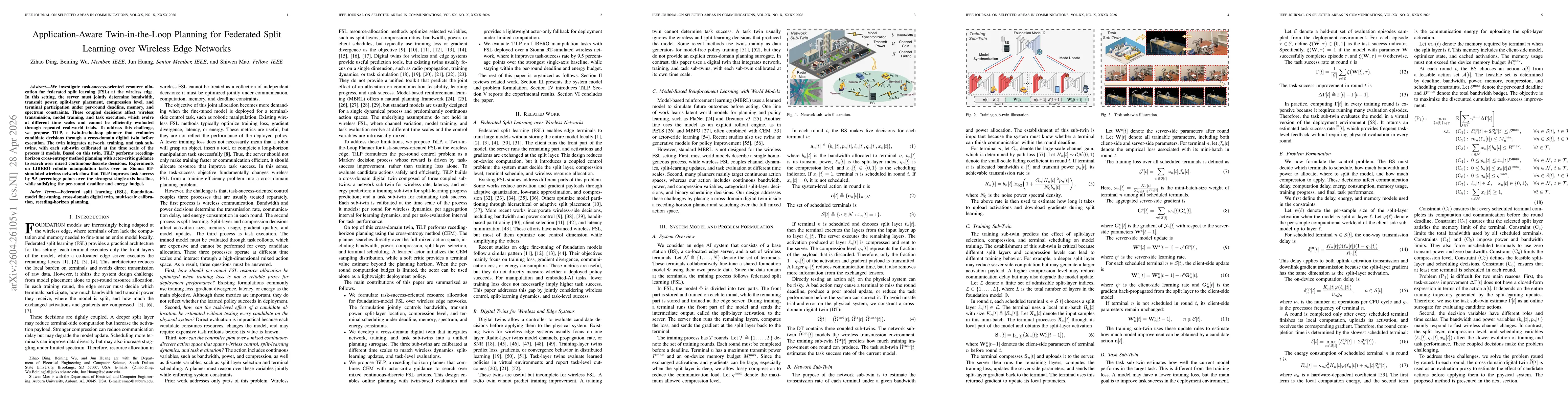 Thumbnail for Application-Aware Twin-in-the-Loop Planning for Federated Split Learning over Wireless Edge Networks