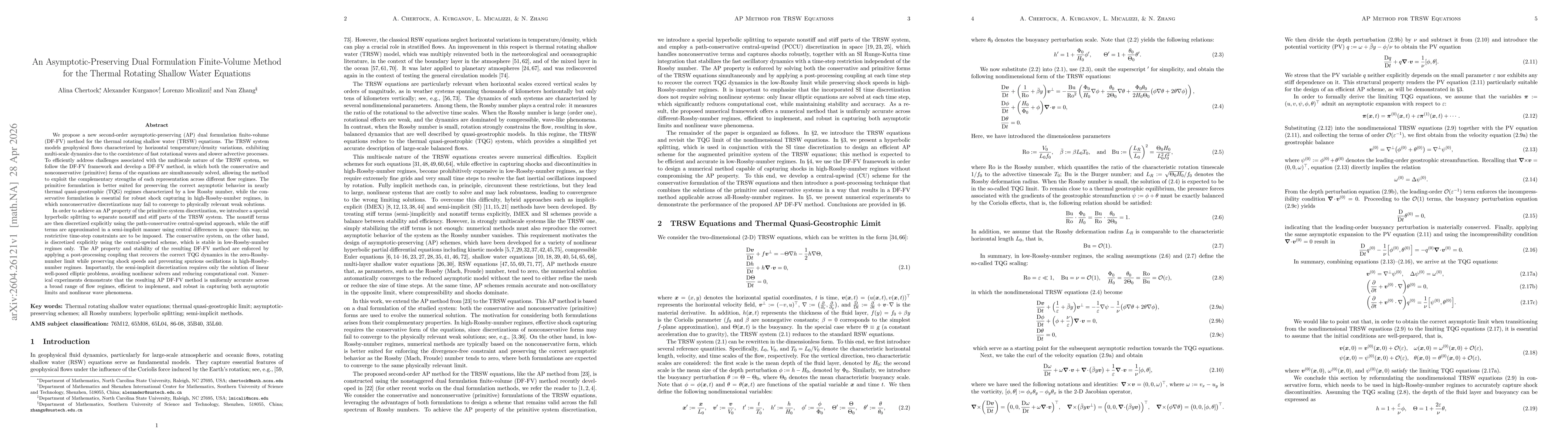 Thumbnail for An Asymptotic-Preserving Dual Formulation Finite-Volume Method for the Thermal Rotating Shallow Water Equations